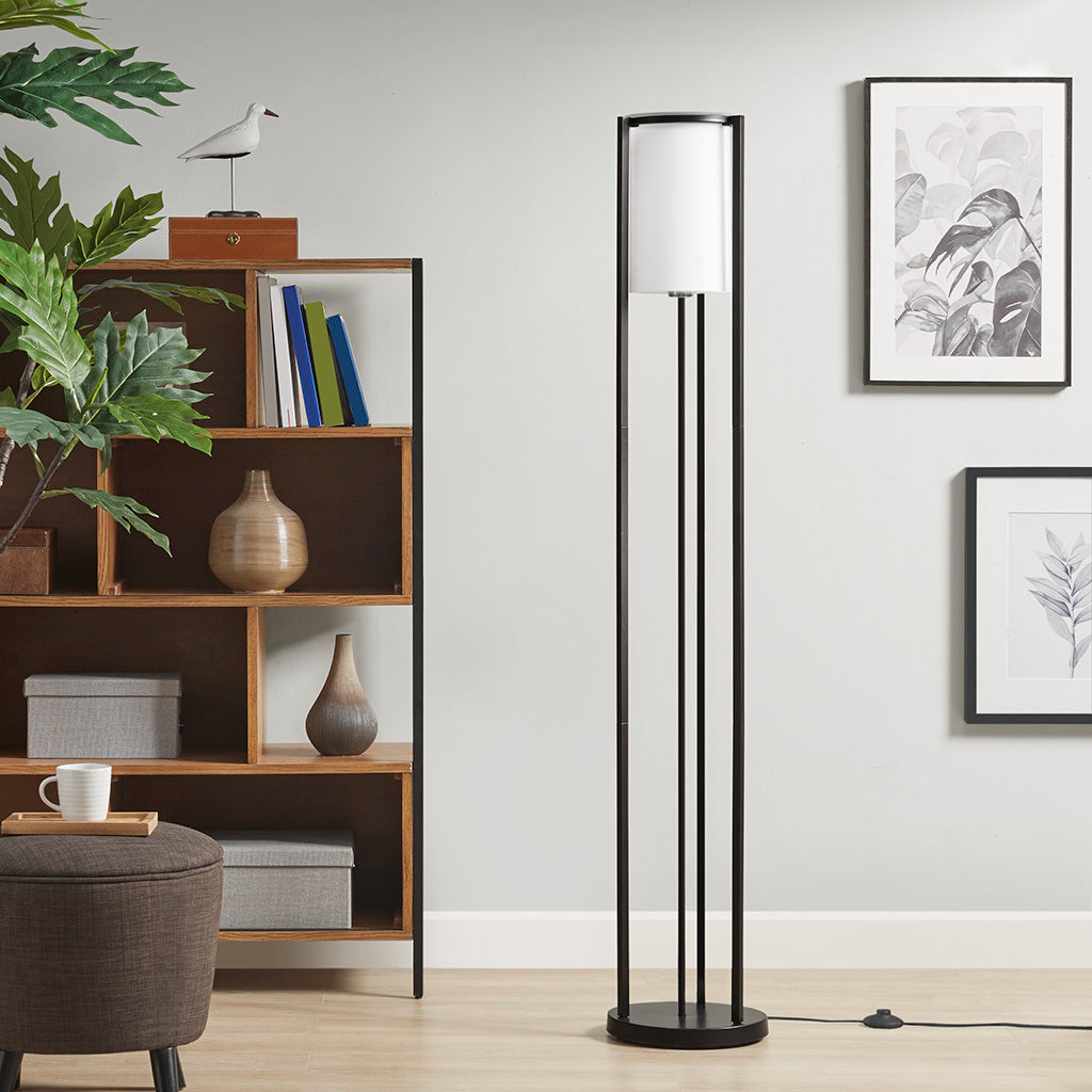 Metal Floor Lamp with Glass Cylinder Shade