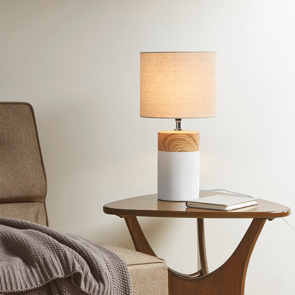 Textured Ceramic Table Lamp white-polyester