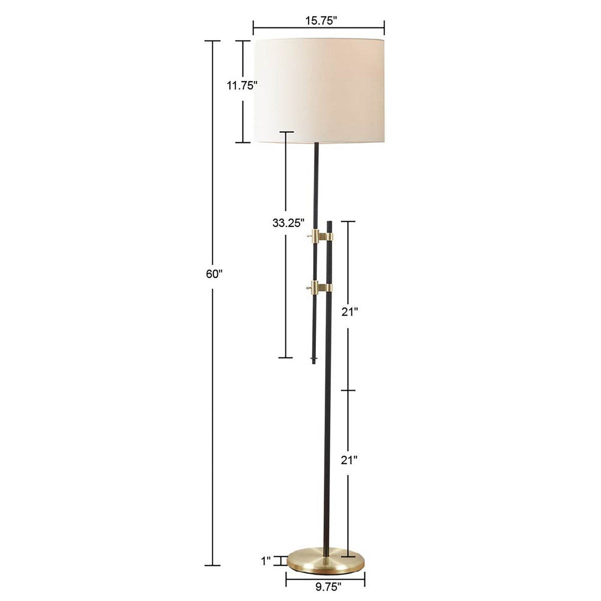 Asymmetrical Adjustable Height Metal Floor Lamp