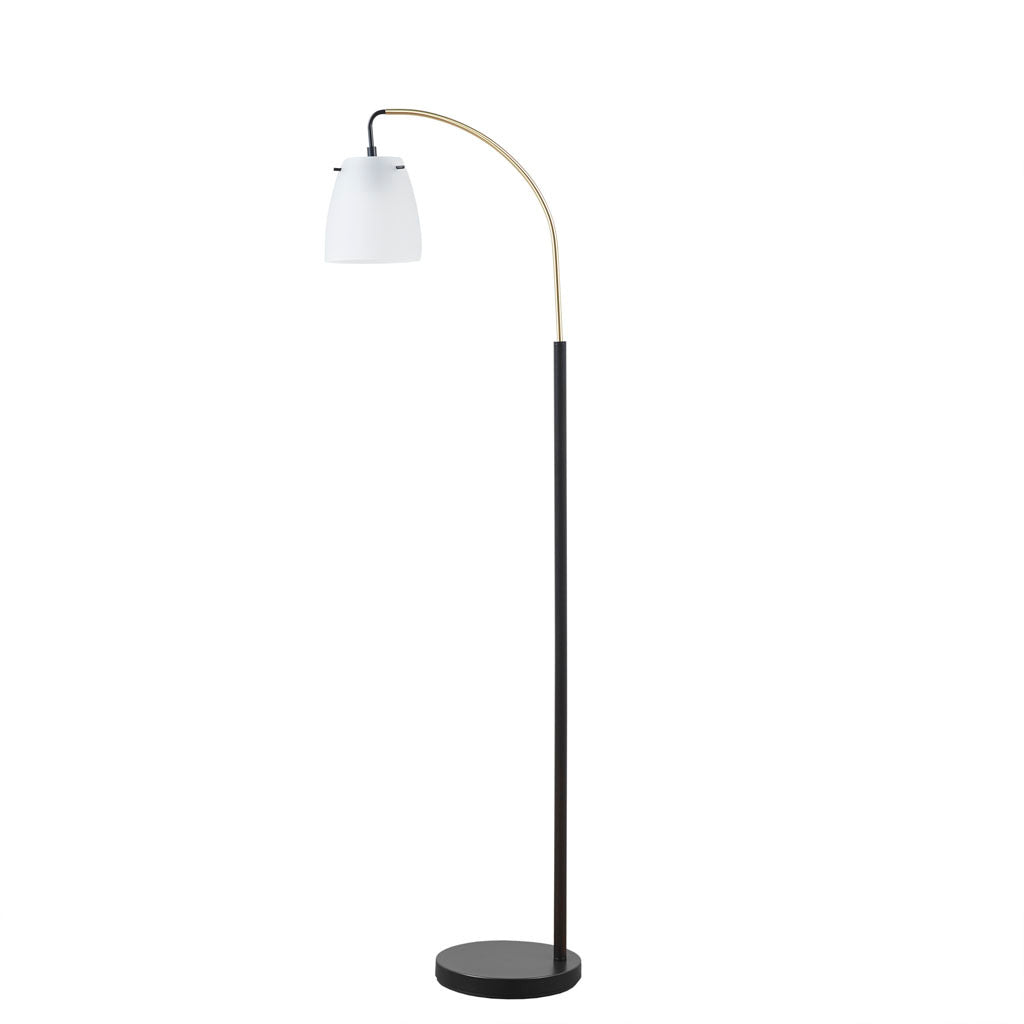 Arched Metal Floor Lamp with Frosted Glass Shade matte black base+frosted shade-iron