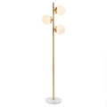 3 Globe Light Floor Lamp with Marble Base gold-cotton