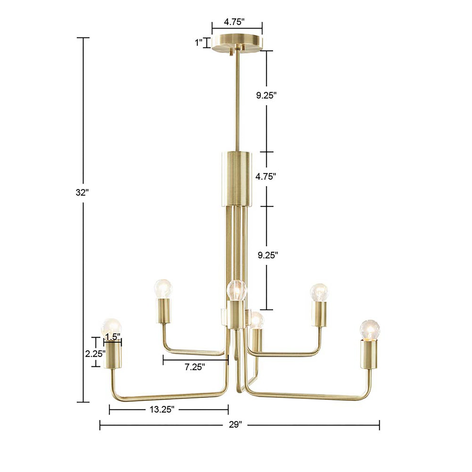 6 Light Metal Chandelier antique brass-iron