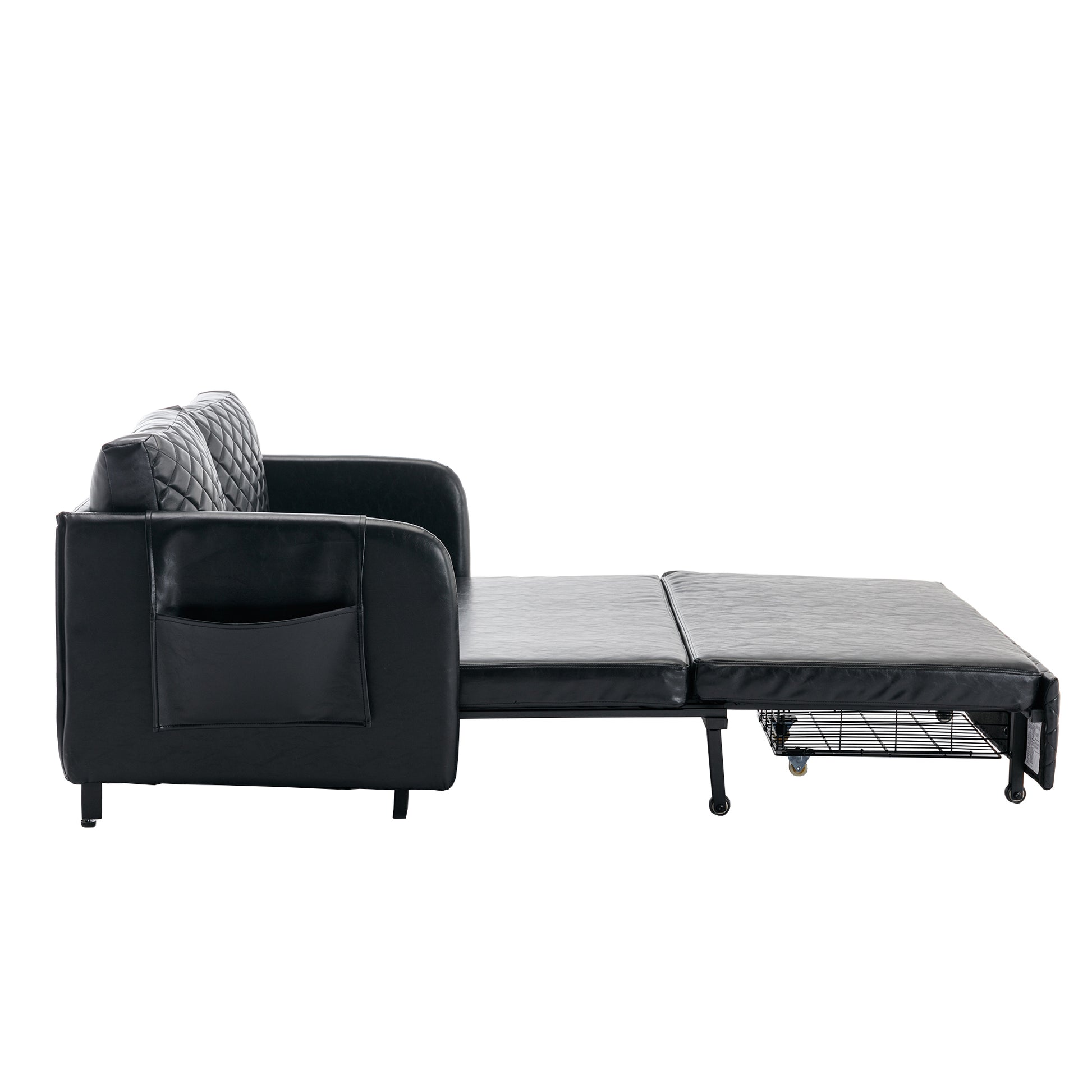 COOLMORE Convertible Sleeper Sofa Bed, Modern Velvet black-pu