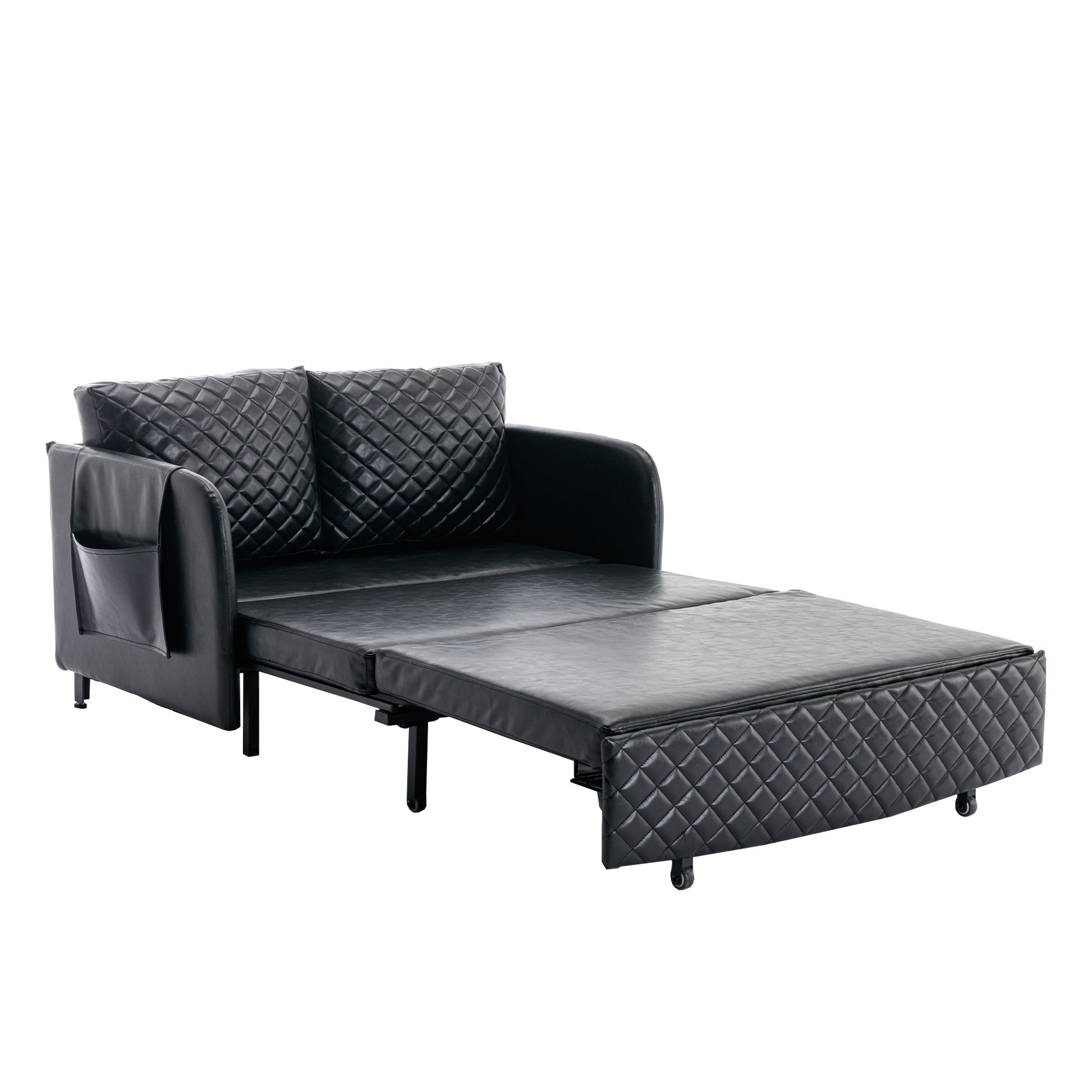 COOLMORE Convertible Sleeper Sofa Bed, Modern Velvet black-pu