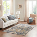 Tiled Border Area Rug blue+cream-polyester