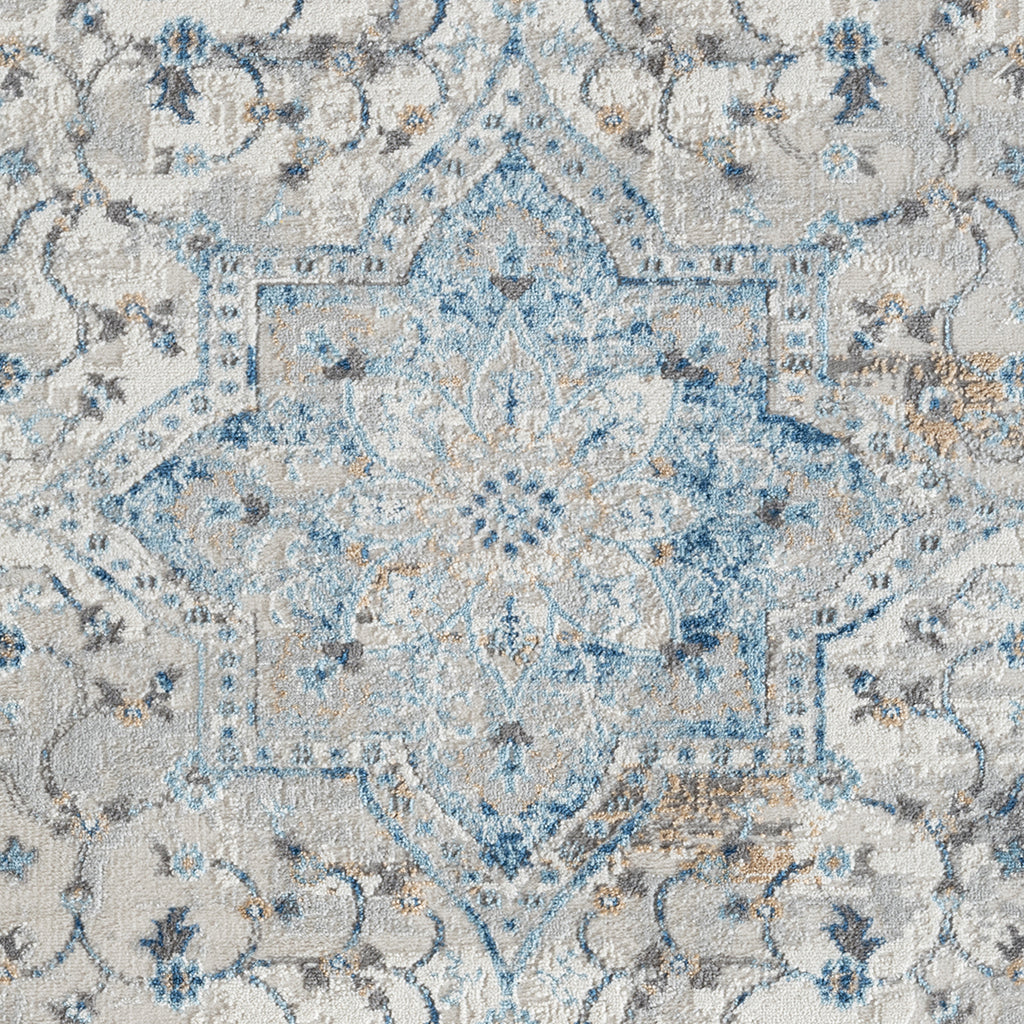 Medallion Woven Area Rug blue-polyester