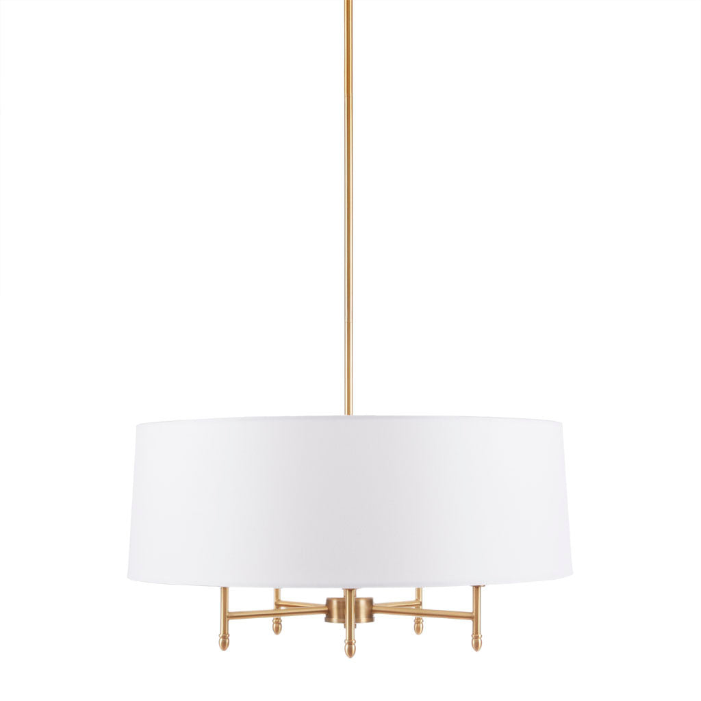 5 Light White Drum Shade Chandelier gold-cotton