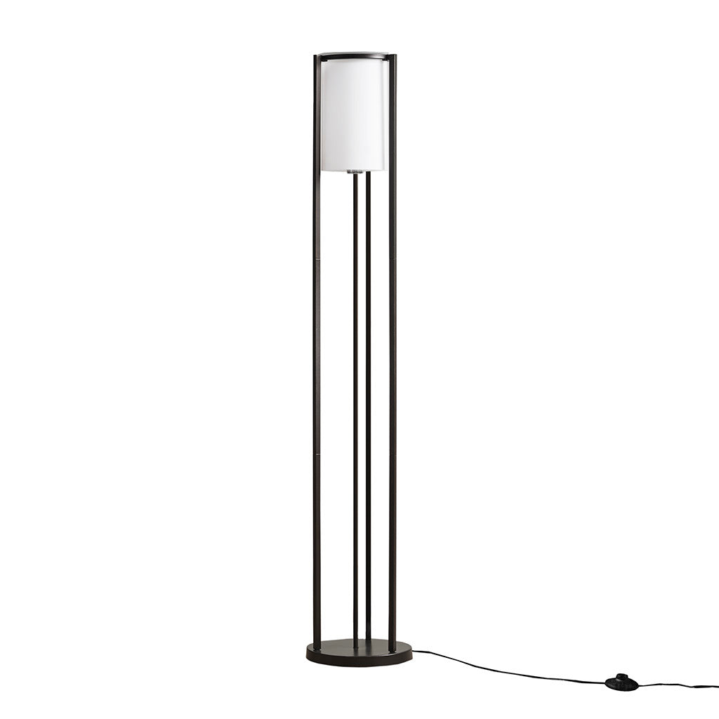 Metal Floor Lamp with Glass Cylinder Shade