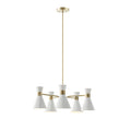 5 Light Metal Chandelier antique brass+white-iron