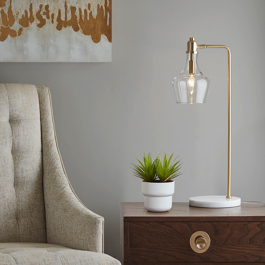 Auburn 24" H Table Lamp with Marble Base gold-cotton