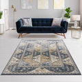 Tiled Border Area Rug blue+cream-polyester