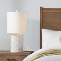 Embossed Floral Resin Table Lamp - Ivory Cotton