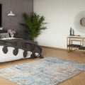 Abstract Area Rug cream+blue-polyester