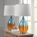 Cortina Ombre Glass Table Lamp, Set of 2 blue-cotton