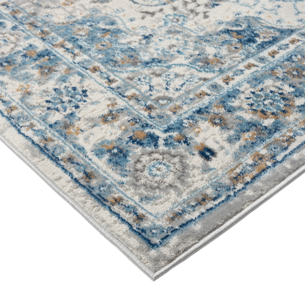 Medallion Woven Area Rug blue-polyester