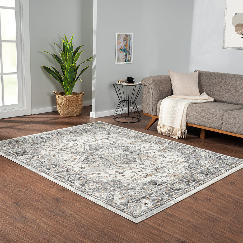 Medallion Woven Area Rug grey-polyester