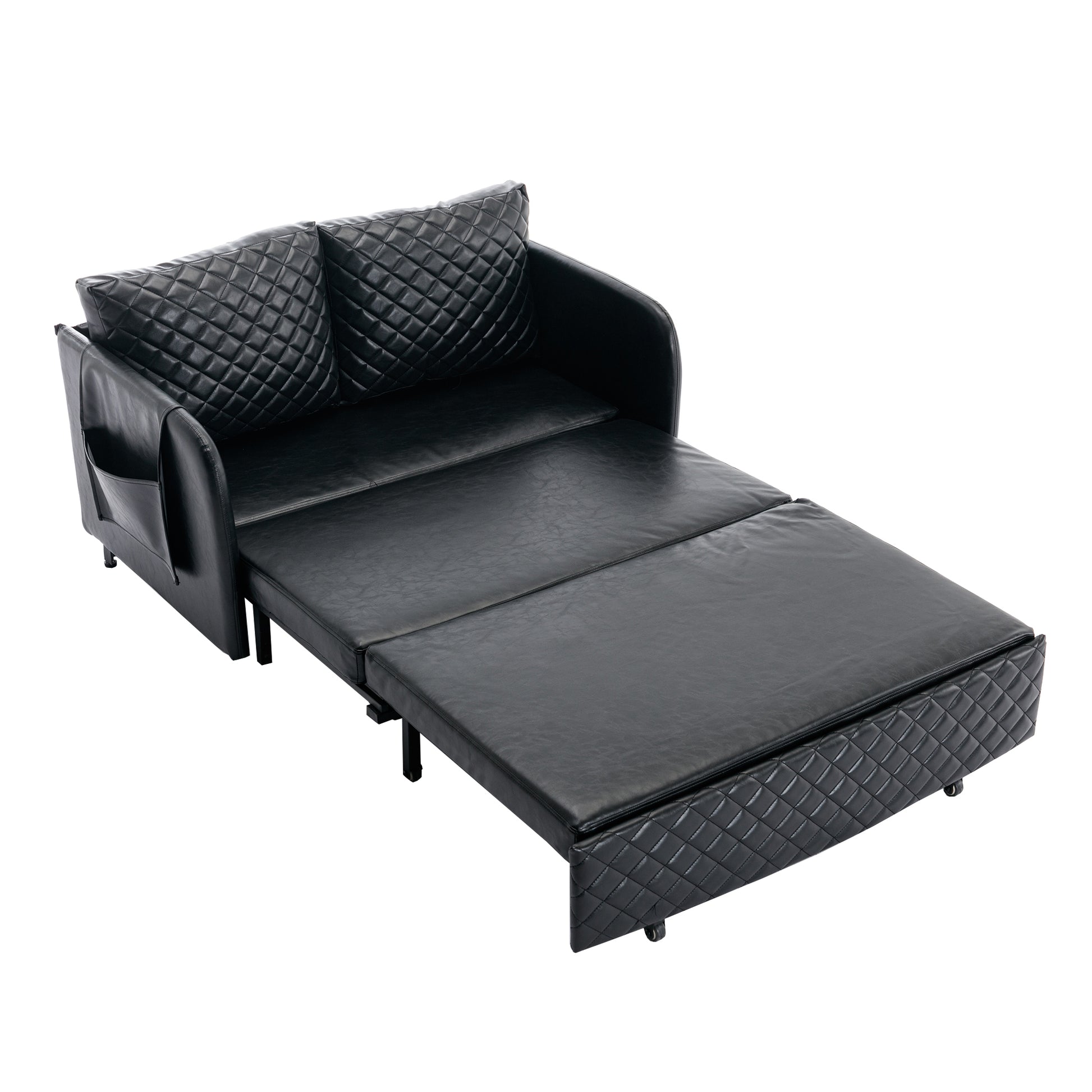 COOLMORE Convertible Sleeper Sofa Bed, Modern Velvet black-pu