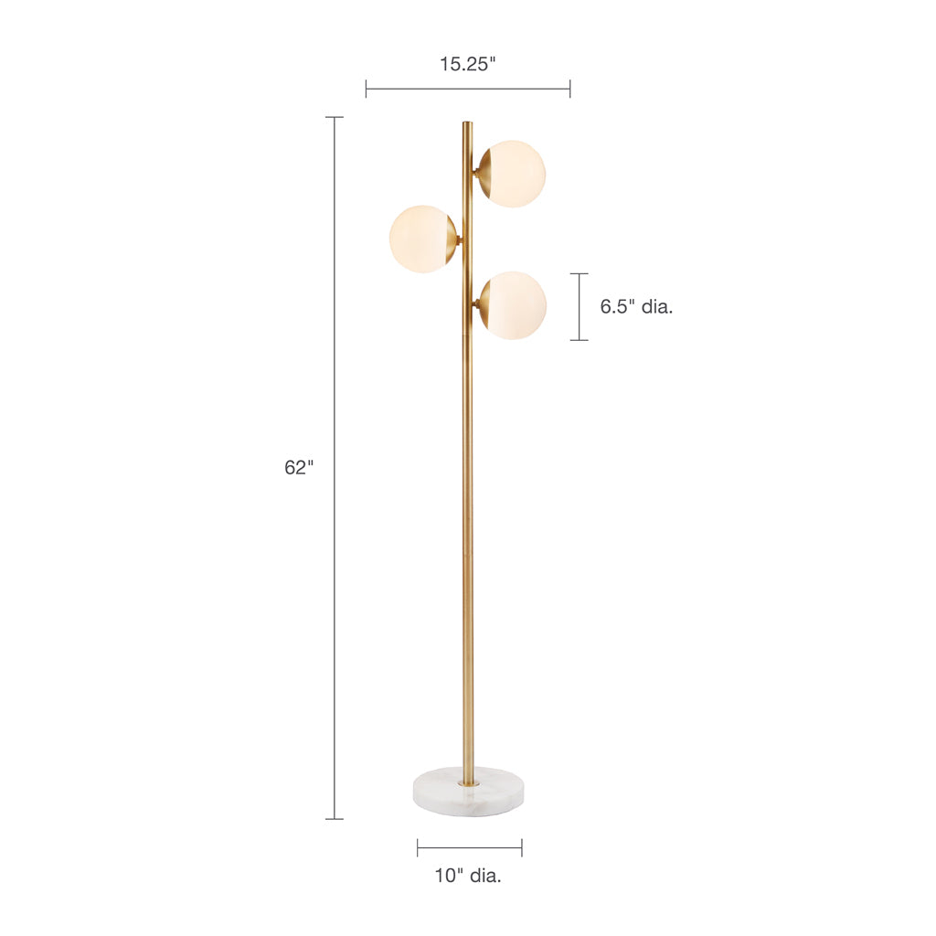 3 Globe Light Floor Lamp with Marble Base gold-cotton