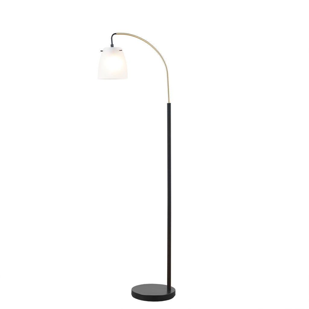 Arched Metal Floor Lamp with Frosted Glass Shade matte black base+frosted shade-iron