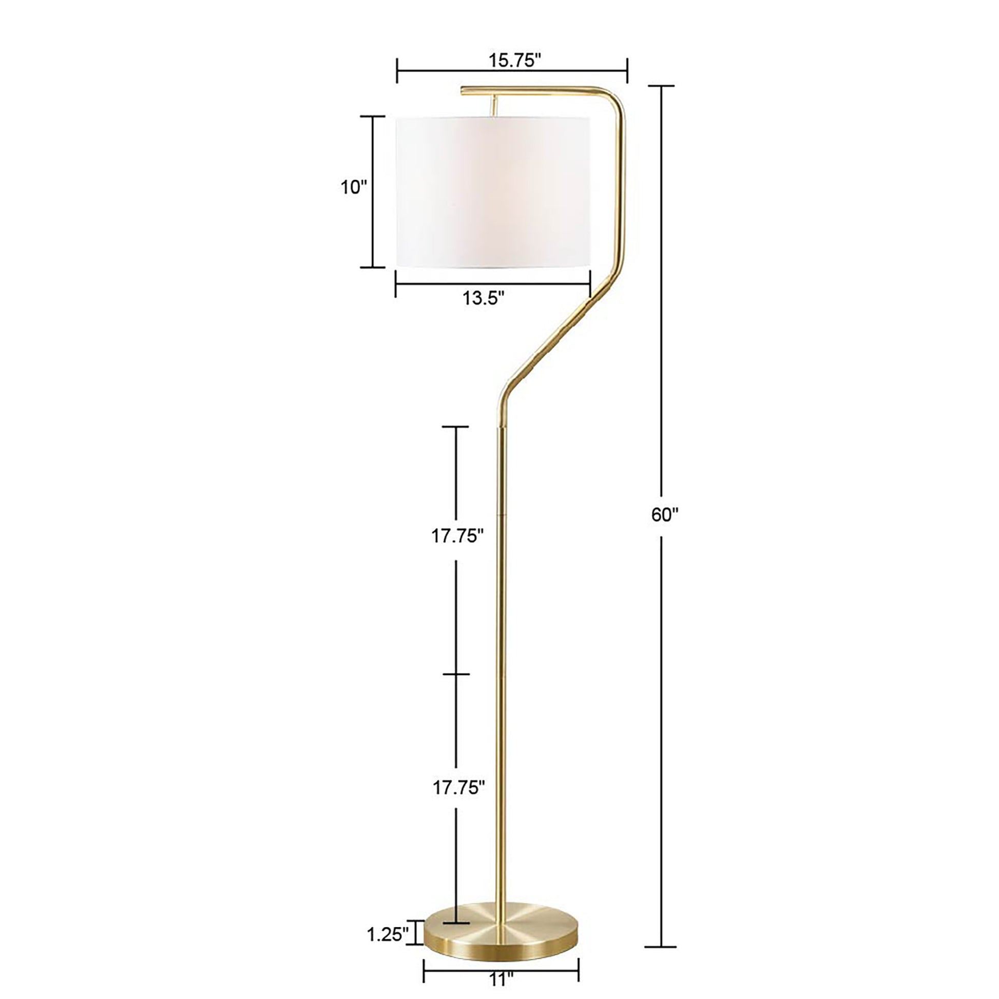 Angular Arched Metal Floor Lamp gold-polyester