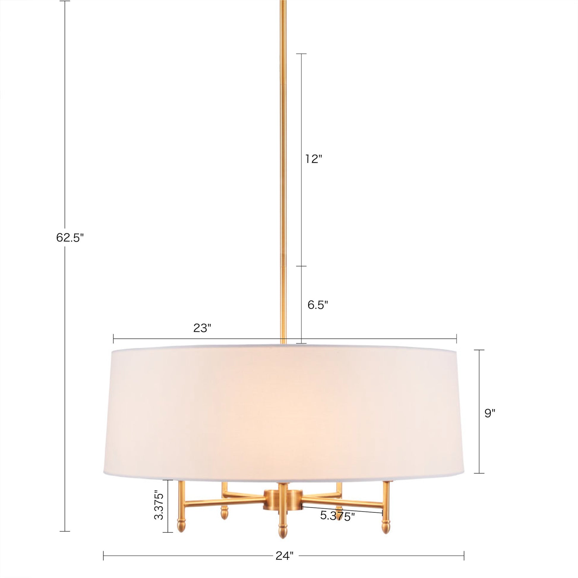 5 Light White Drum Shade Chandelier gold-cotton