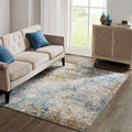 Abstract Area Rug cream+blue-polyester