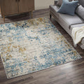 Abstract Area Rug cream+blue-polyester