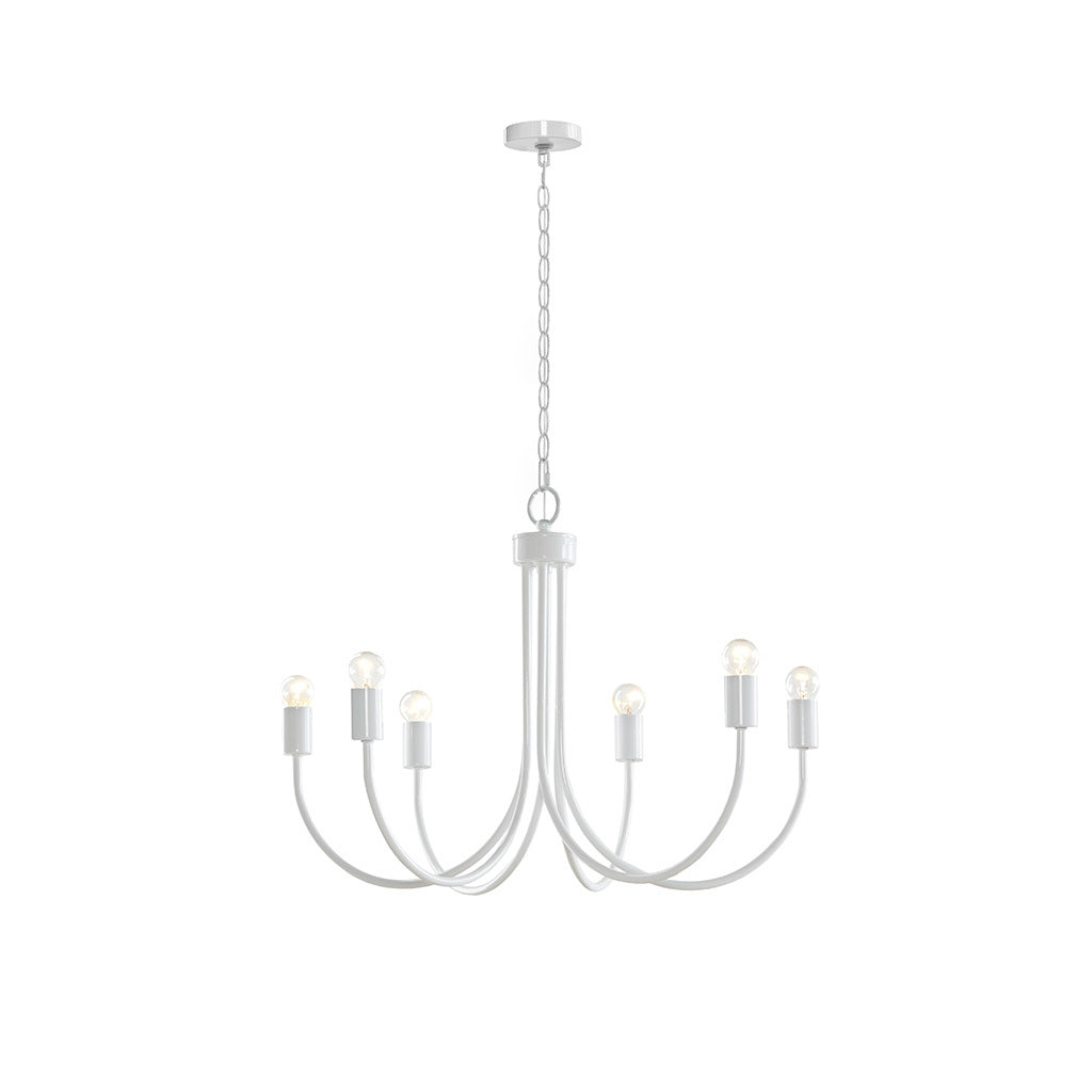 6 Light Metal Chandelier white-iron