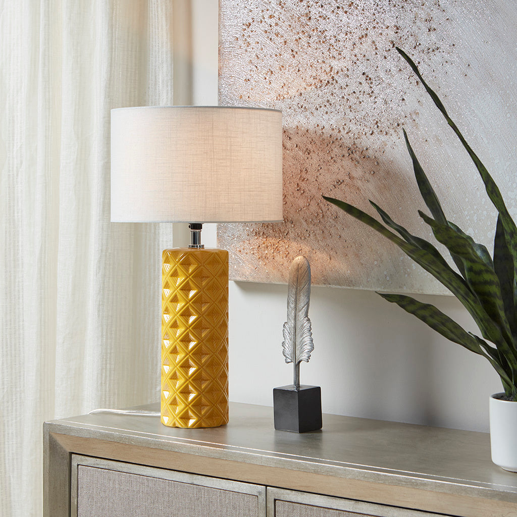 Geometric Ceramic Table Lamp yellow-polyester