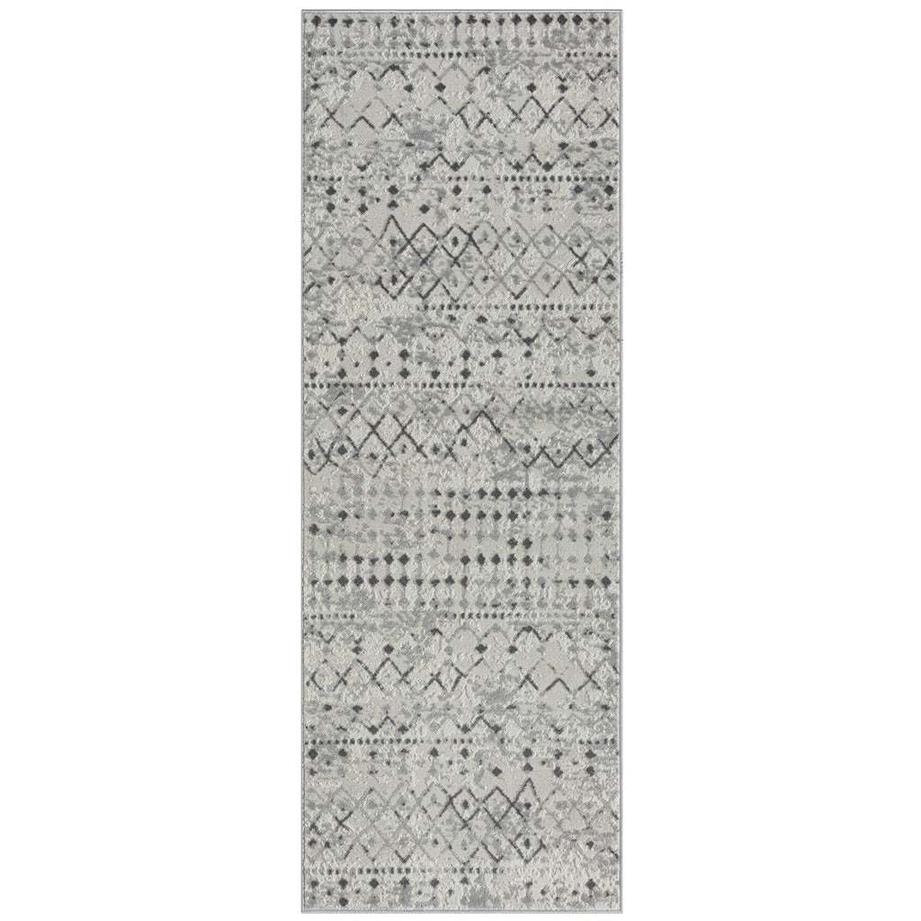 Moroccan Global Woven Area Rug light grey+cream-polyester