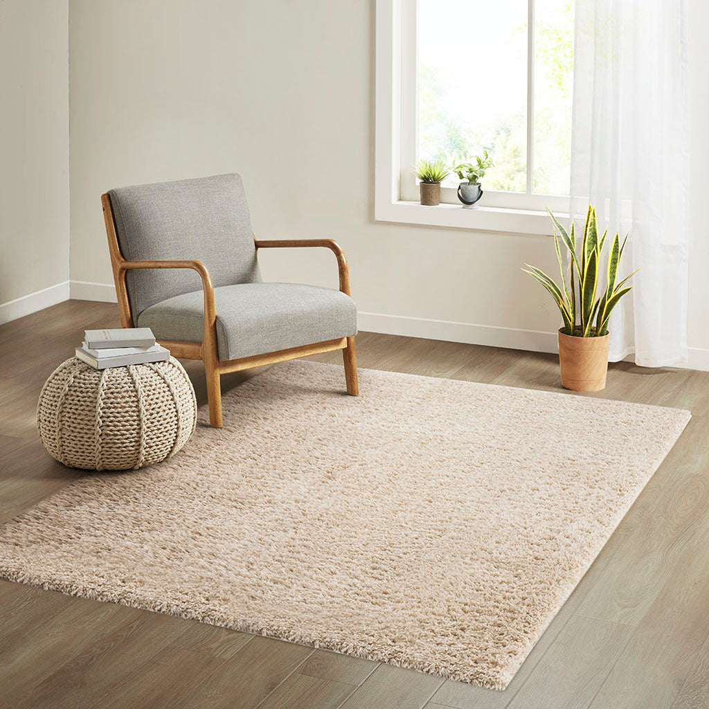 Super Soft Polyester Shag Area Rug cream-polyester