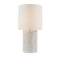 Embossed Floral Resin Table Lamp - Ivory Cotton