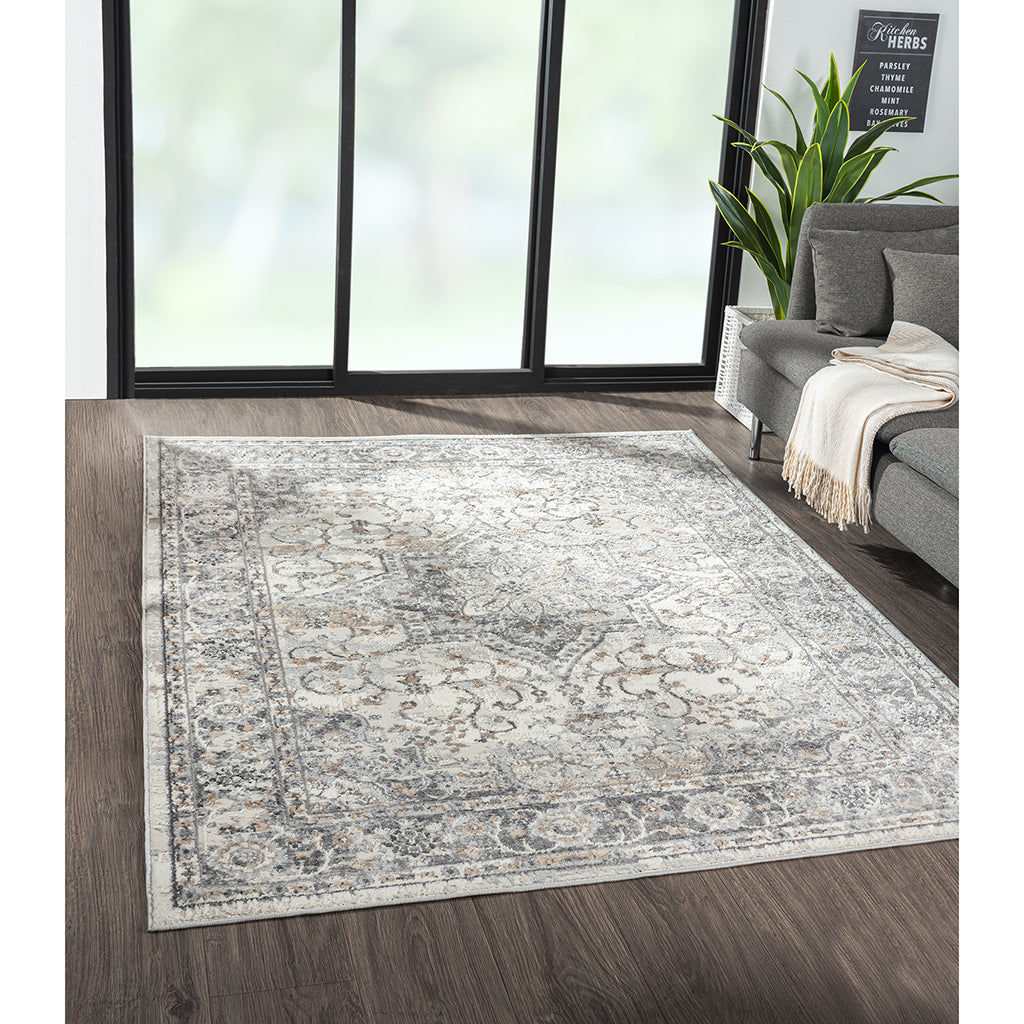 Medallion Woven Area Rug grey-polyester