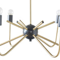 6 Light Metal Chandelier antique brass+black-iron