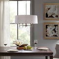 5 Light White Drum Shade Chandelier silver-cotton