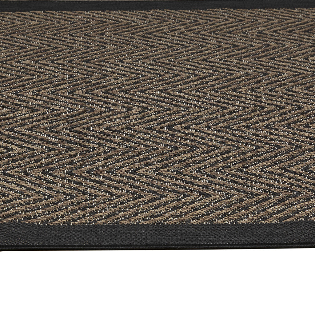 Textured Chevron Indoor Outdoor Rug natural+black-polyester