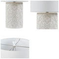 Embossed Floral Resin Table Lamp - Ivory Cotton