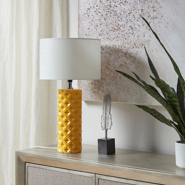 Geometric Ceramic Table Lamp yellow-polyester