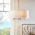 5 Light White Drum Shade Chandelier silver-cotton