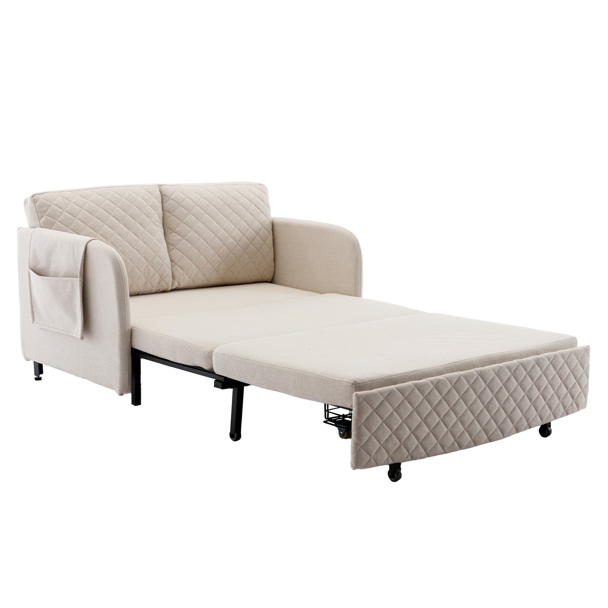 COOLMORE Convertible Sleeper Sofa Bed, Modern Velvet beige-linen