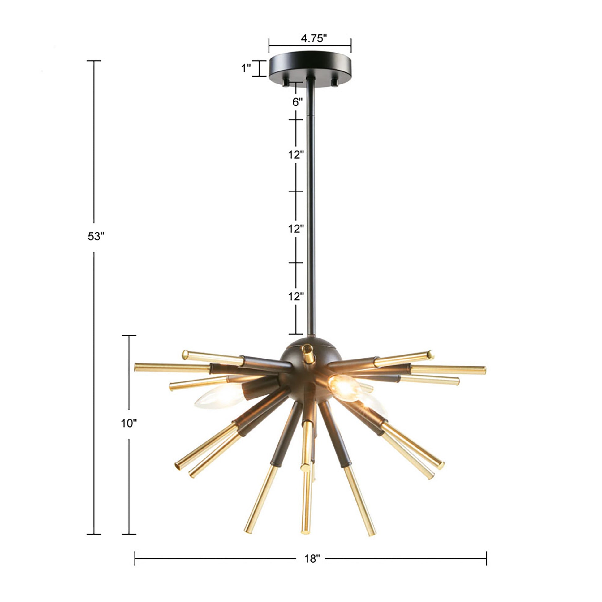 3 Light Spiked Chandelier