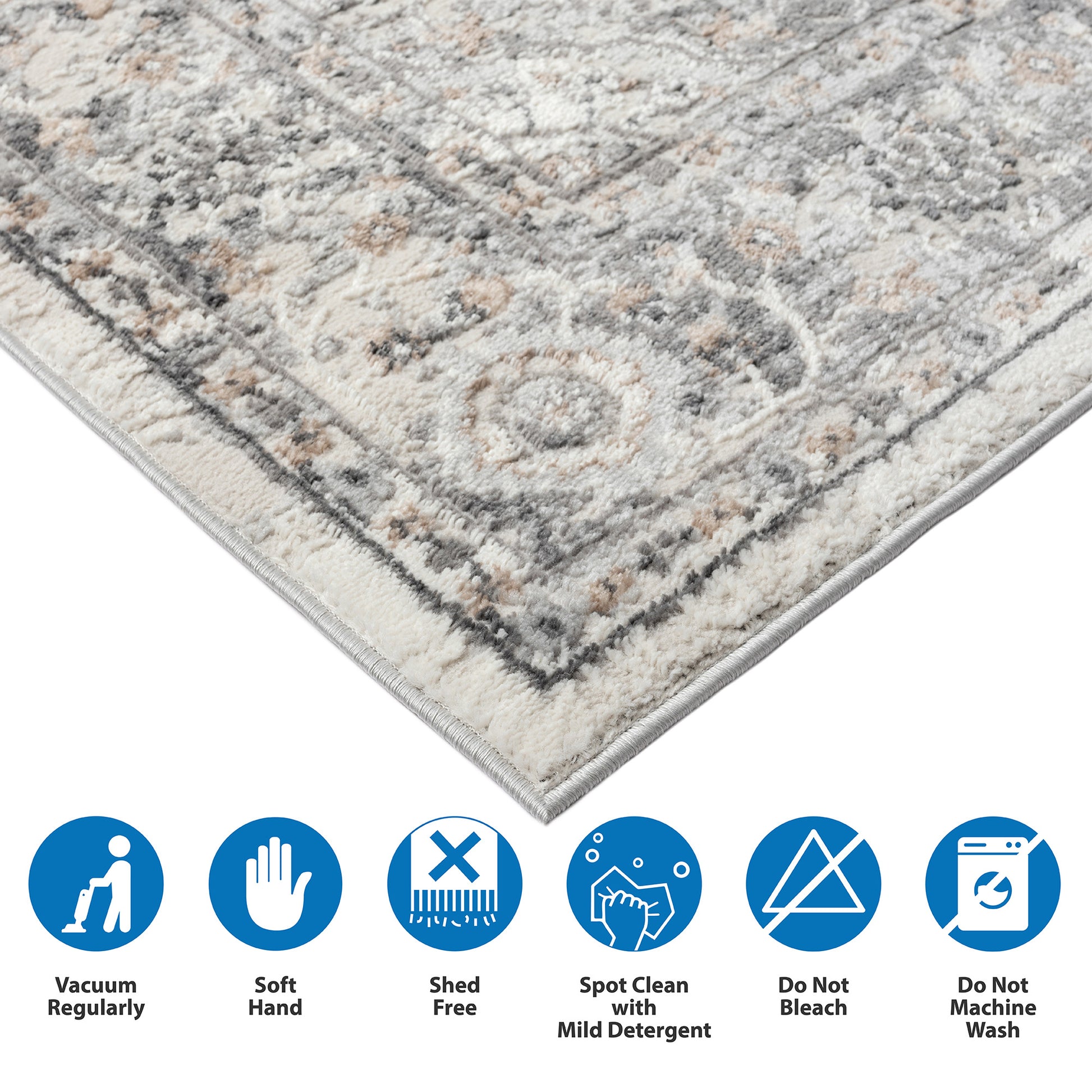 Medallion Woven Area Rug grey-polyester