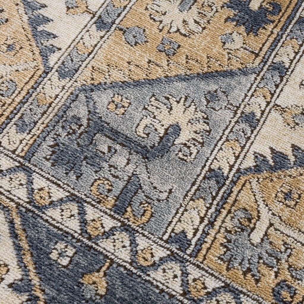 Tiled Border Area Rug blue+cream-polyester