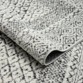 Moroccan Bordered Global Woven Area Rug grey+cream-polyester