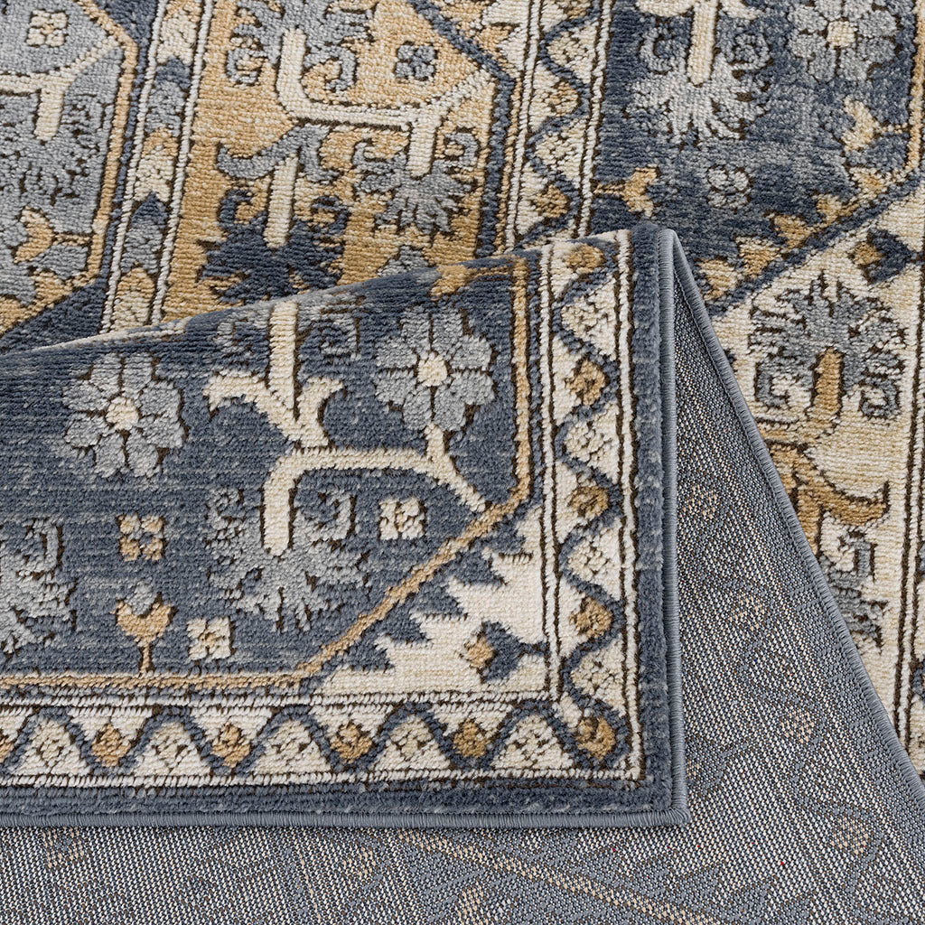 Tiled Border Area Rug blue+cream-polyester