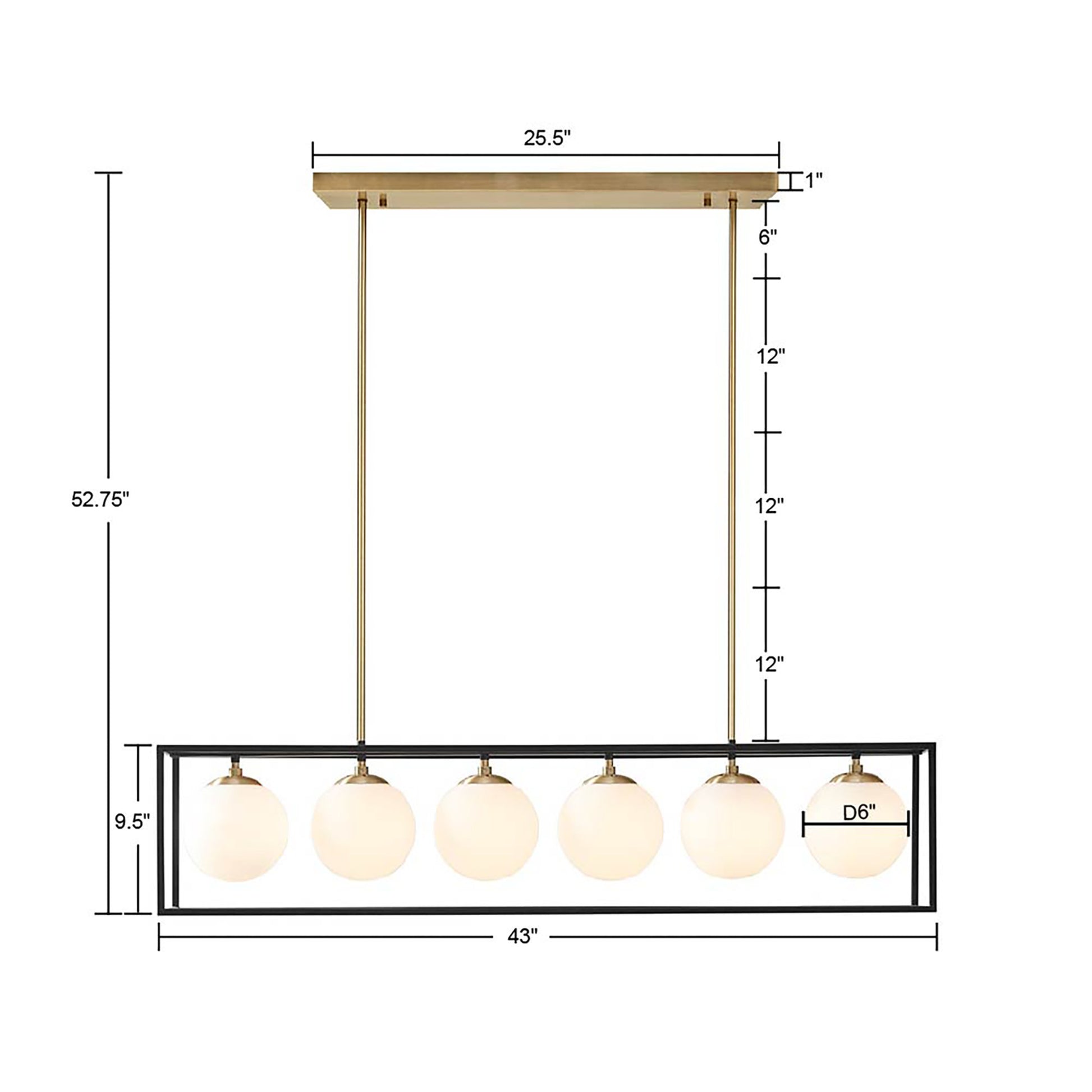 Helena 6 Light Frosted Glass Globe Linear