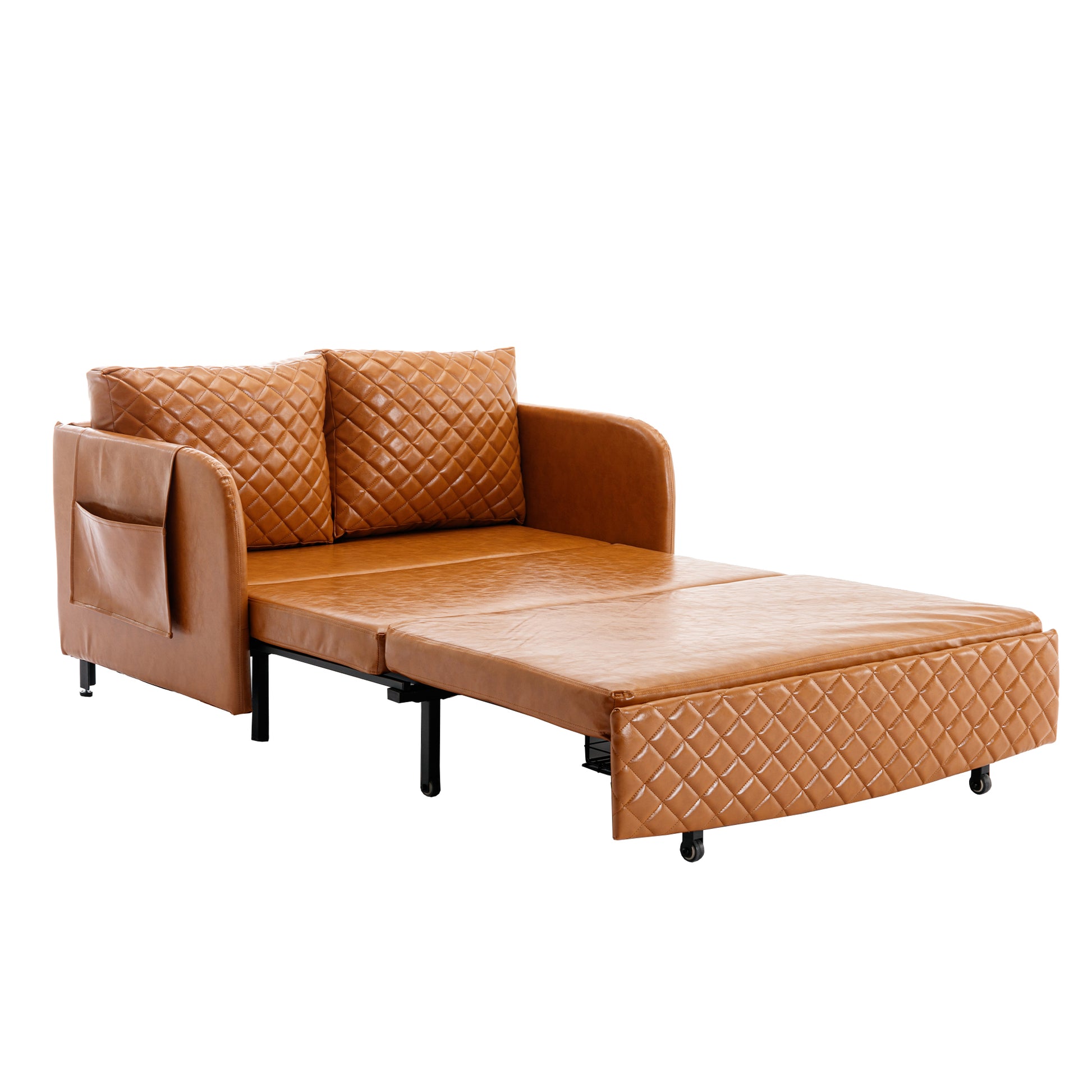 COOLMORE Convertible Sleeper Sofa Bed, Modern Velvet brown-pu