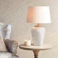 Ceramic Table Lamp white-polyester