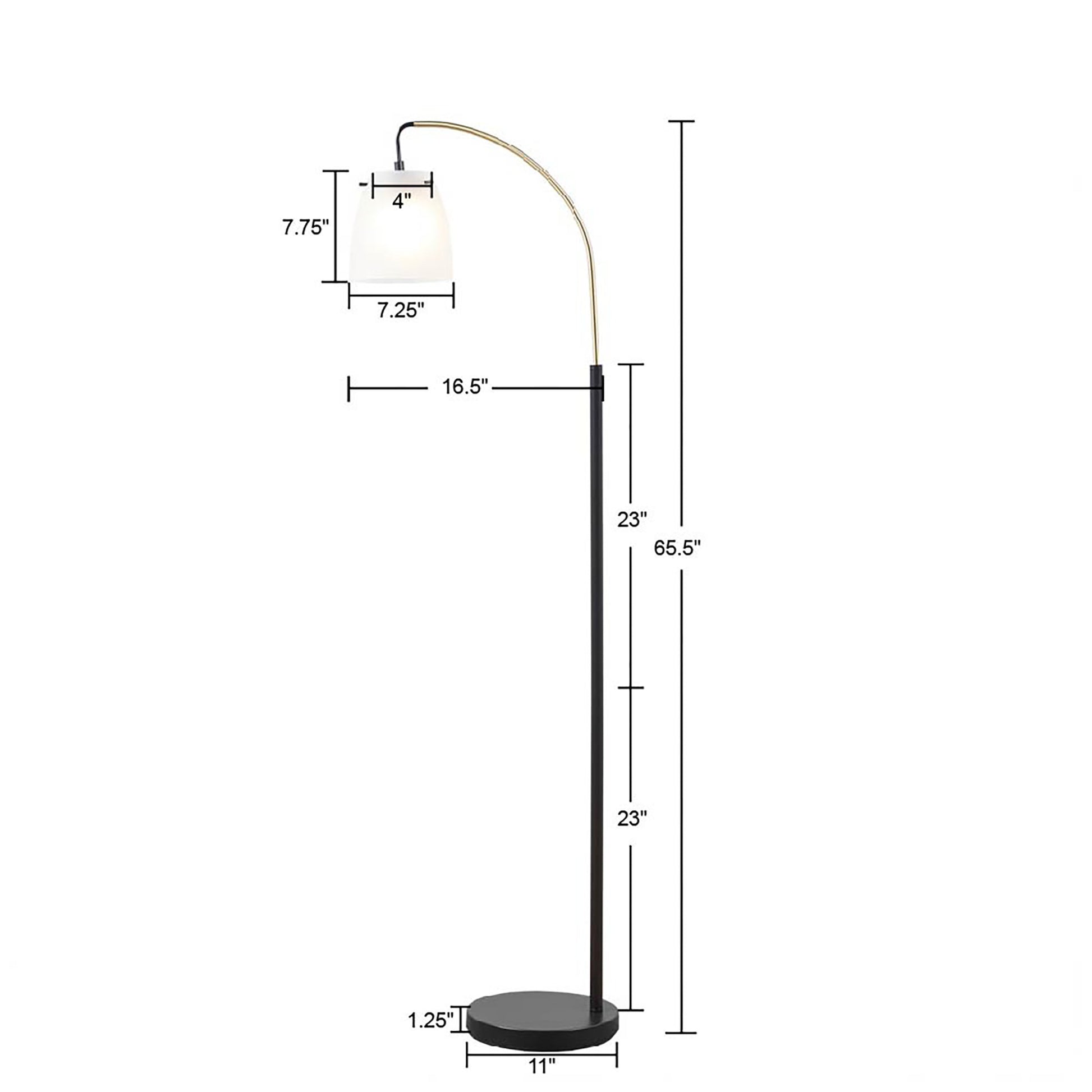 Arched Metal Floor Lamp with Frosted Glass Shade matte black base+frosted shade-iron