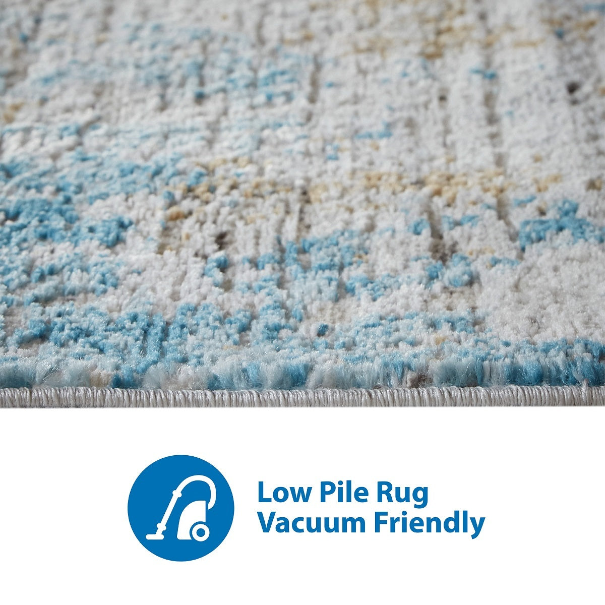 Abstract Area Rug cream+blue-polyester